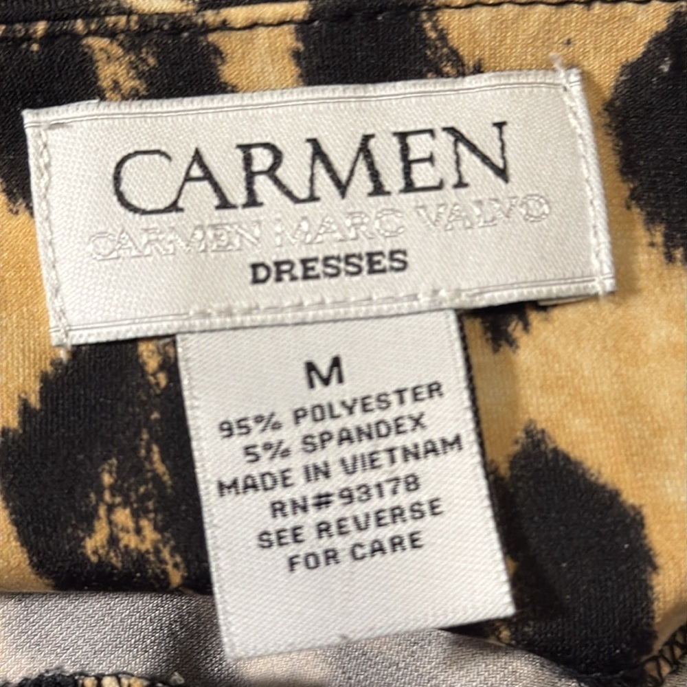 Carmen Marc Valvo Leopard Print Long stretch knit Dress size medium - Picture 7 of 9